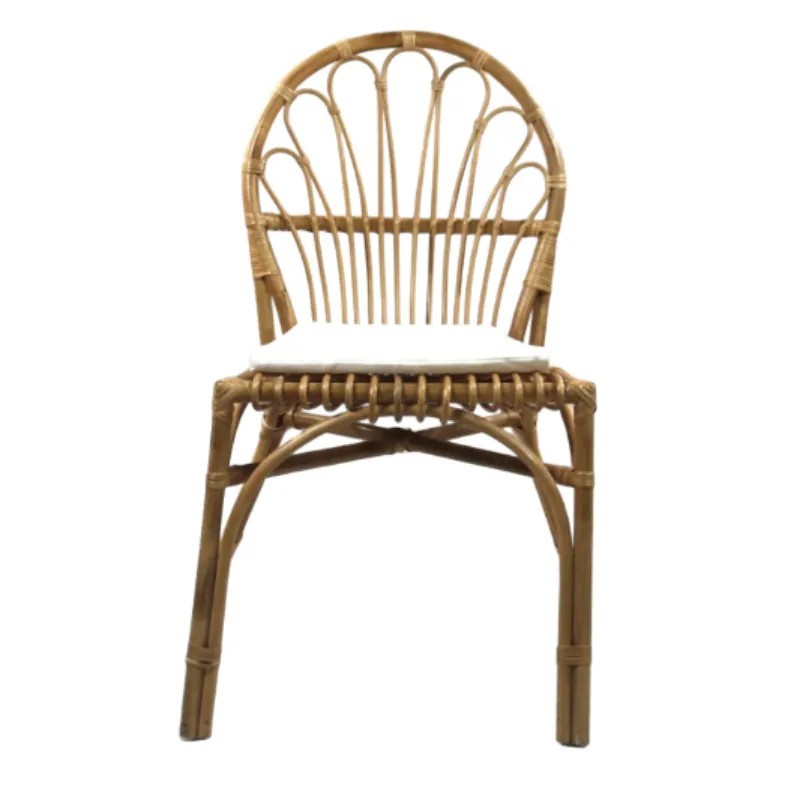 Silla Punta Cana de Ratán Natural con Cojín | Mobiliario Exterior