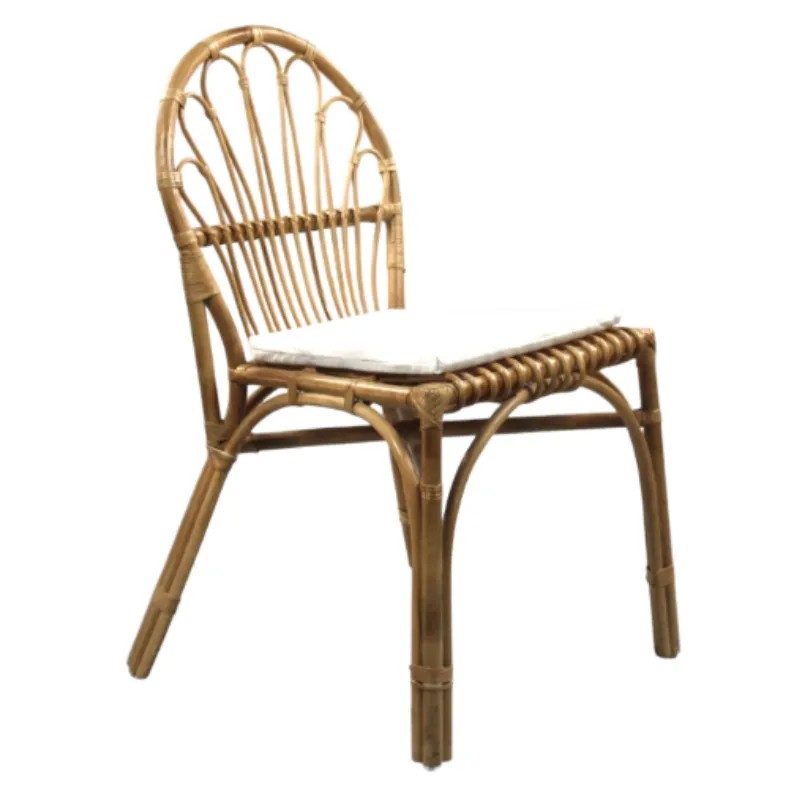 Silla Punta Cana de Ratán Natural con Cojín | Mobiliario Exterior