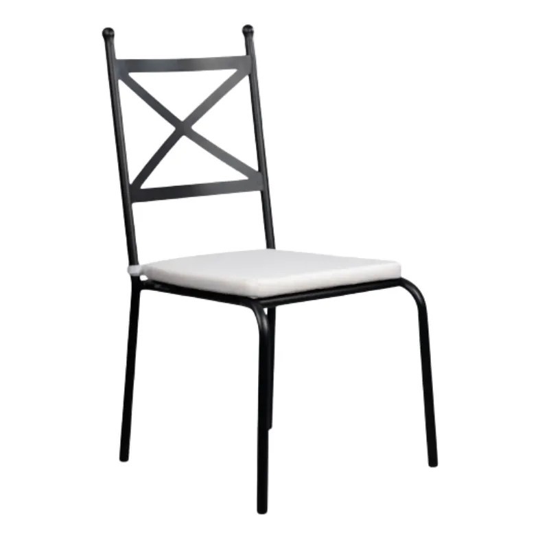 Silla Black de Forja Negra con Cojín | Mobiliario Hostelería