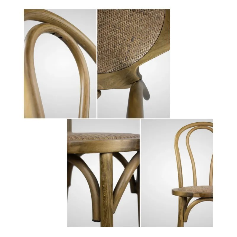 Silla Thonet de Madera y Ratán Apilable | Mobiliario Hostelería