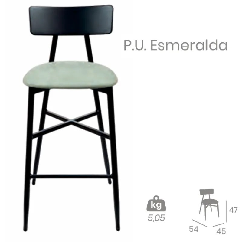 Taburete Brooklyn Respaldo Acero | Diseño Industrial para Hostelería