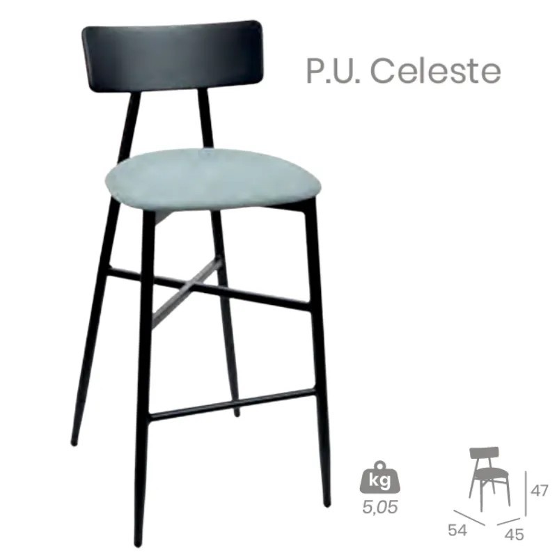 Taburete Brooklyn Respaldo Acero | Diseño Industrial para Hostelería