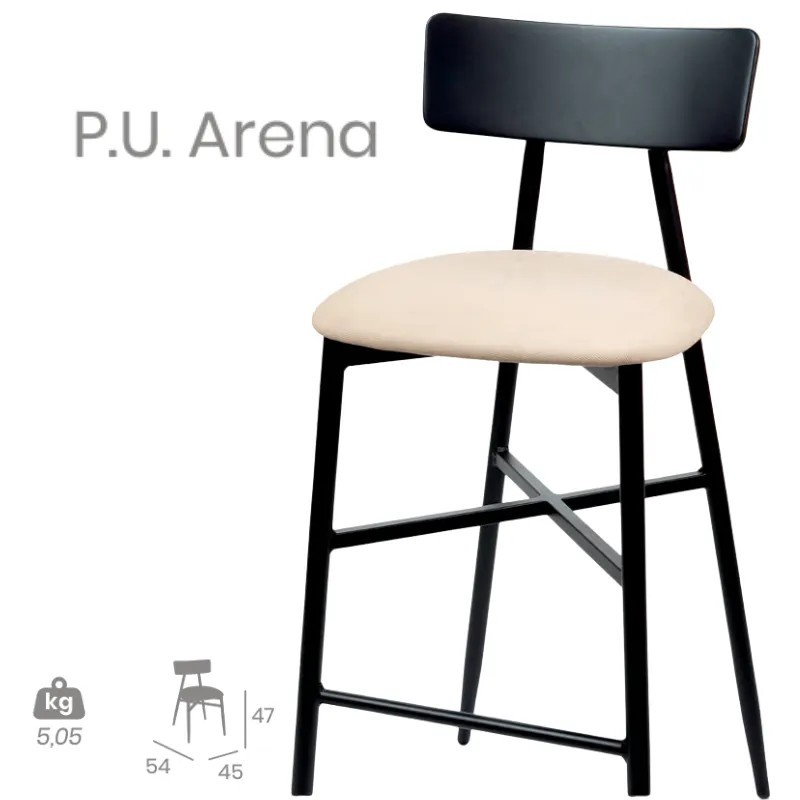 Taburete Brooklyn Respaldo Acero | Diseño Industrial para Hostelería