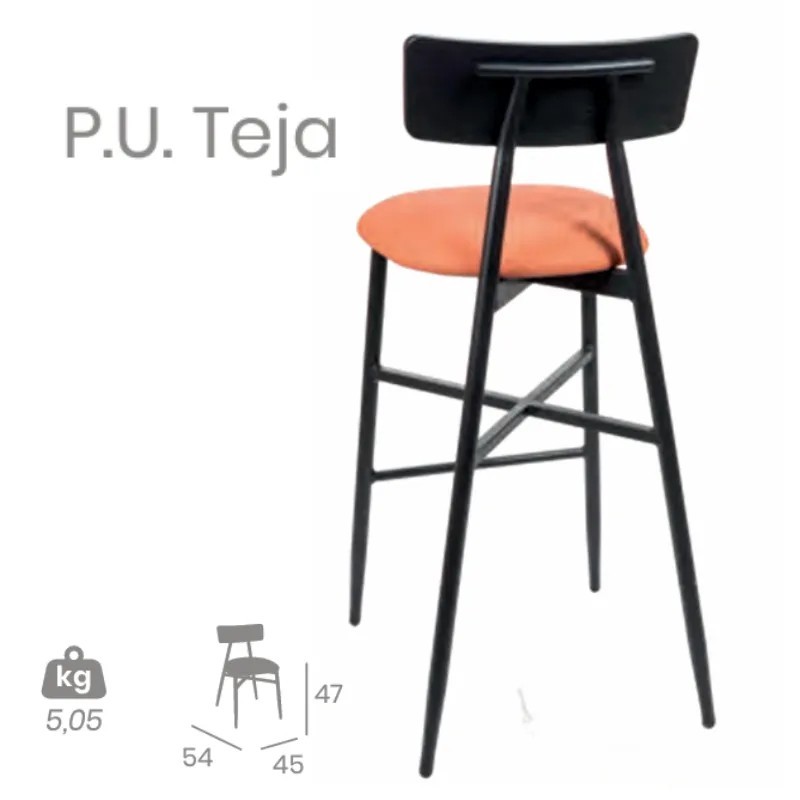 Taburete Brooklyn Respaldo Acero | Diseño Industrial para Hostelería