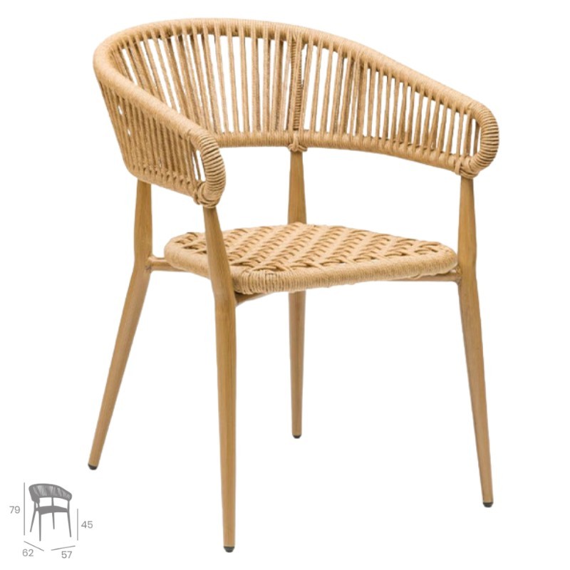 Silla exterior de cuerda y aluminio | Terraza y jardín