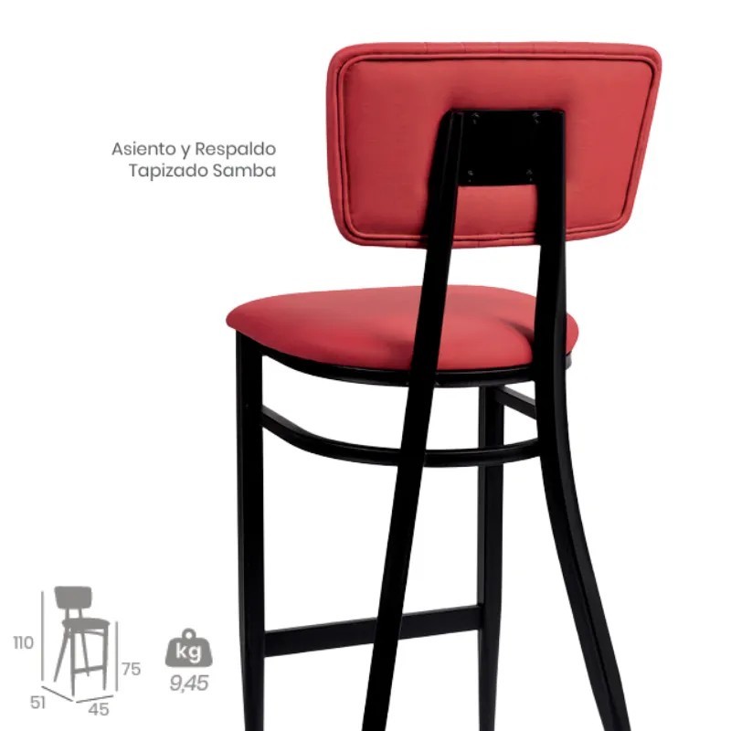 Taburete Montana Respaldo Tapizado | Banqueta Hostelería