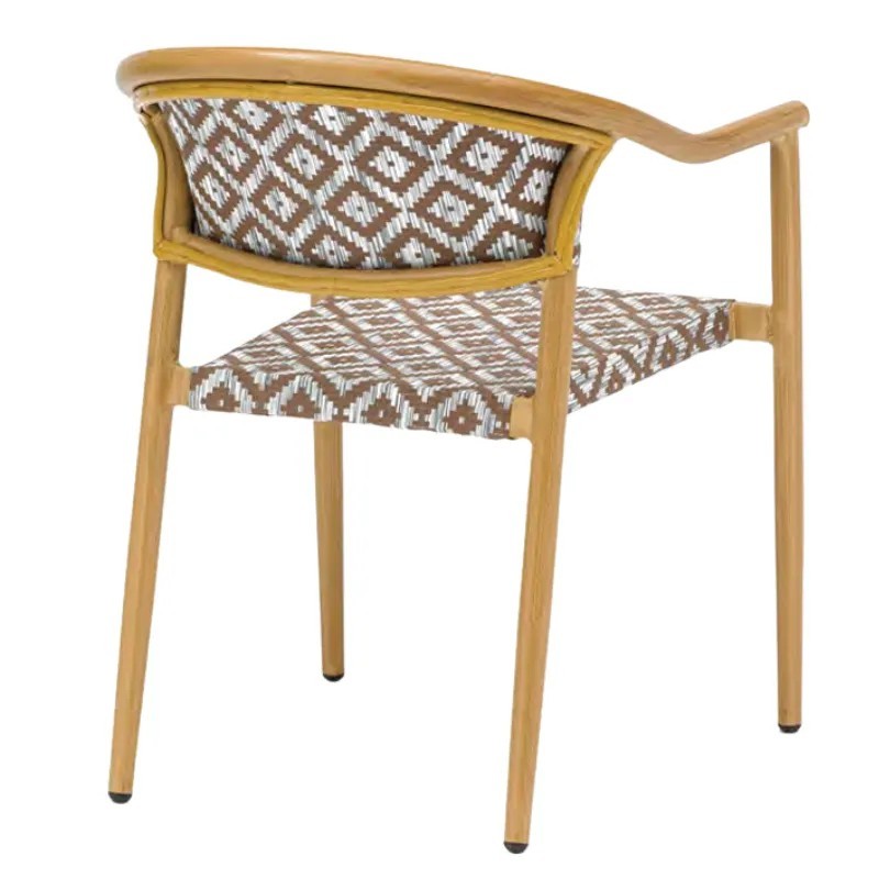 Sillón exterior aluminio roble apilable | Diseño decorativo