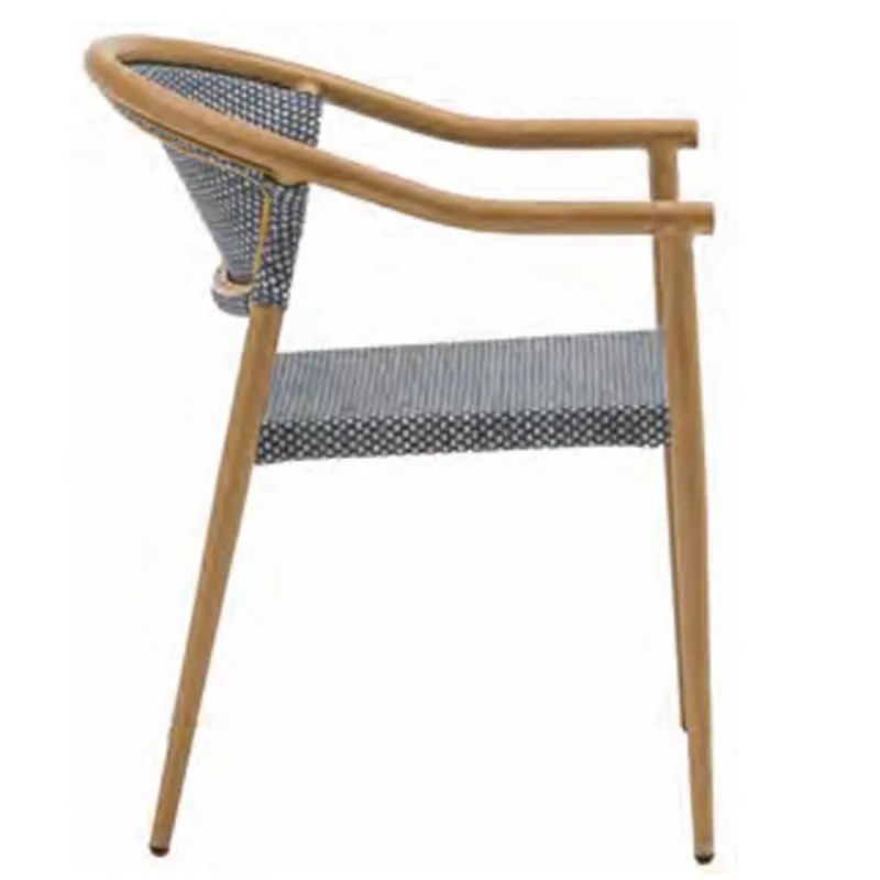 Sillón exterior aluminio roble apilable | Diseño decorativo