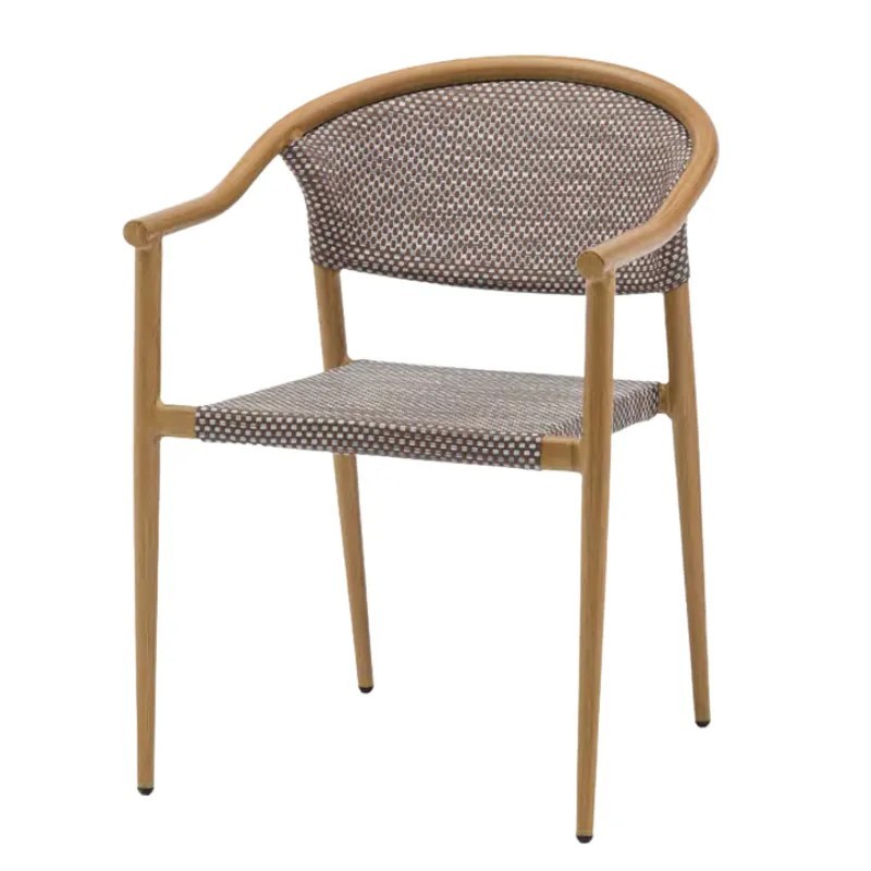 Sillón exterior aluminio roble apilable | Diseño decorativo 2