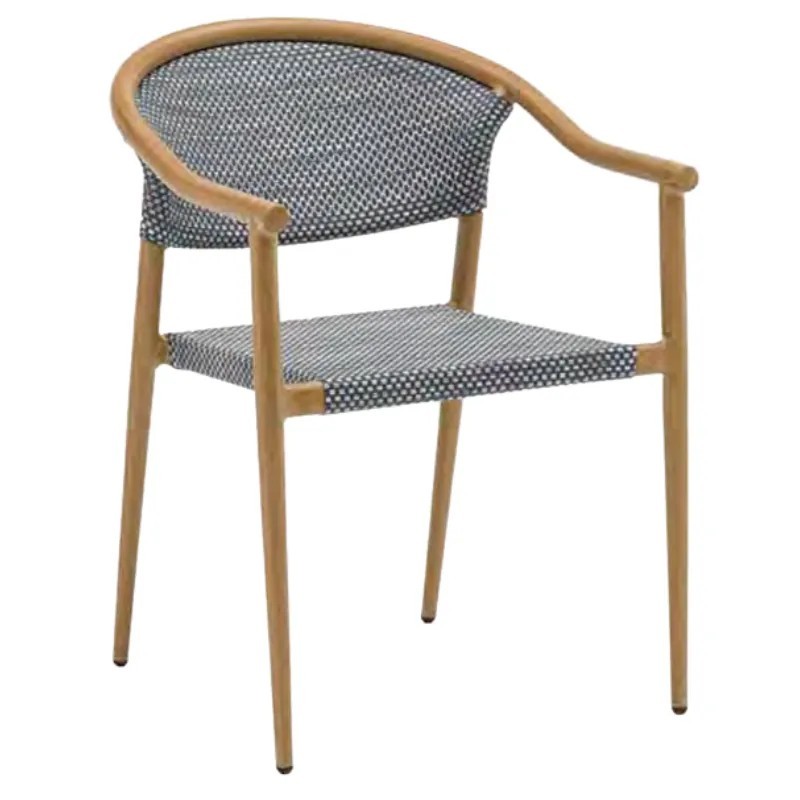 Sillón exterior aluminio roble apilable | Diseño decorativo