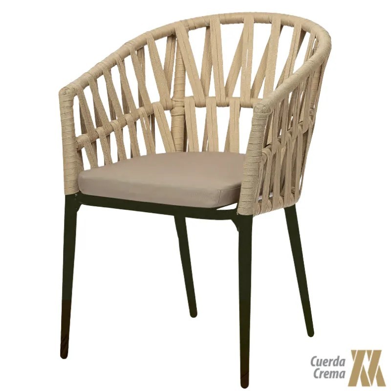 Sillón de Cuerda Exterior con Cojín | Sillón Aluminio Terraza