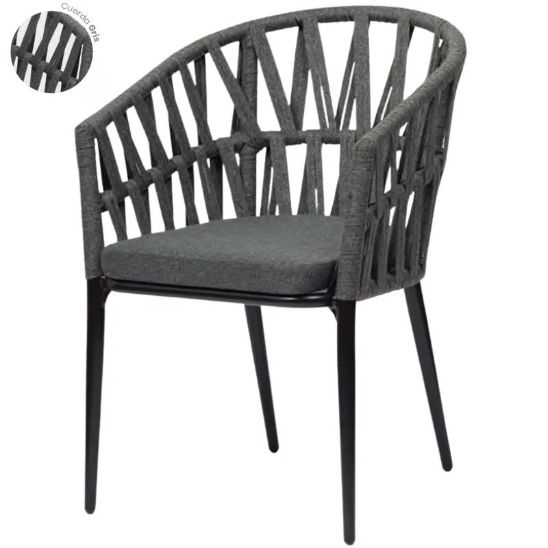 Sillón de Cuerda Exterior con Cojín | Sillón Aluminio Terraza