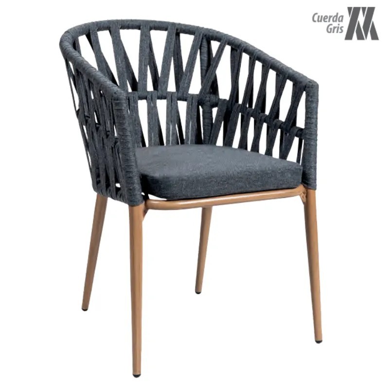 Sillón de Cuerda Exterior con Cojín | Sillón Aluminio Terraza
