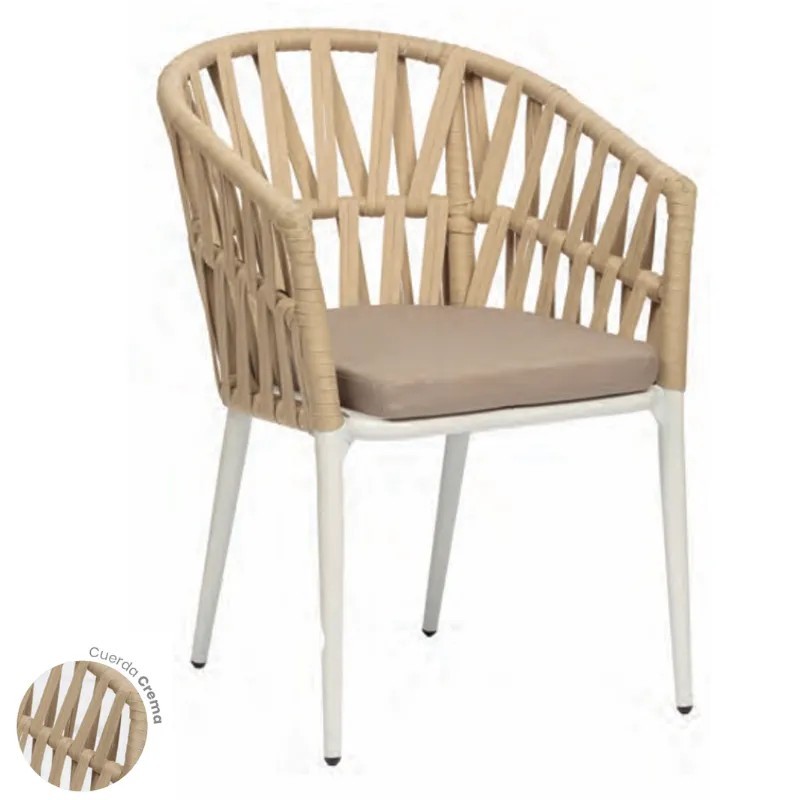 Sillón de Cuerda Exterior con Cojín | Sillón Aluminio Terraza