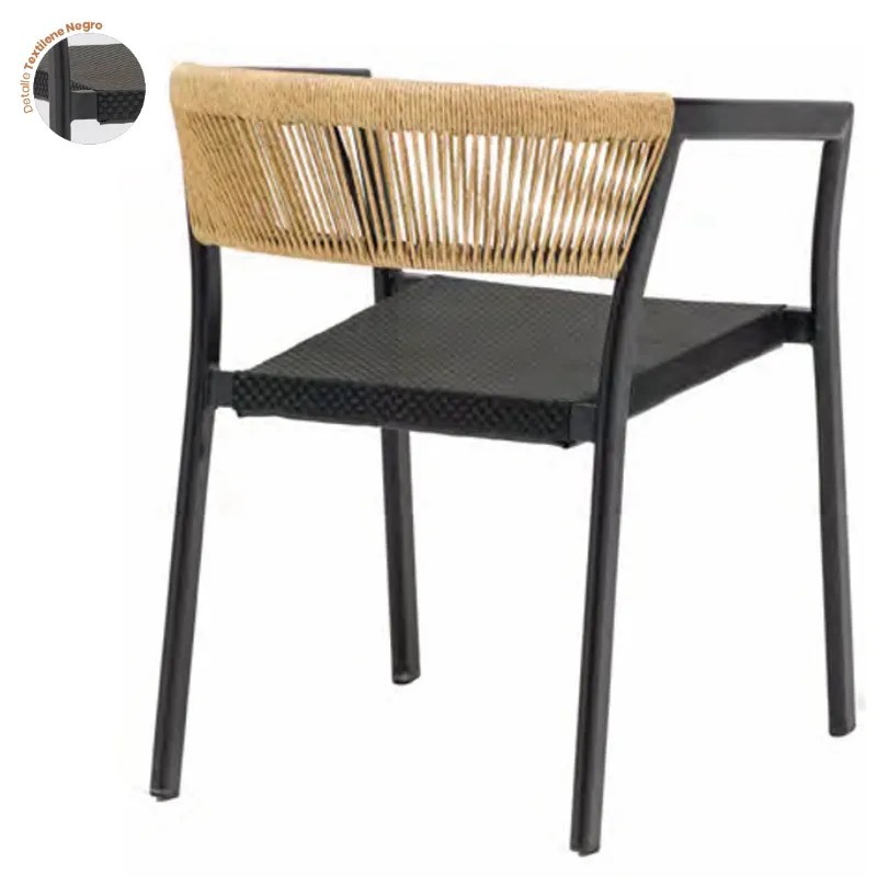 Sillón Seúl Exterior Apilable | Sillón Aluminio Textilene y Rope