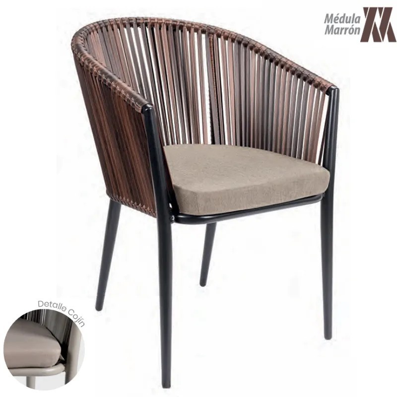 Sillón Pravia Exterior con Cojín | Sillón Aluminio Médula o Rope