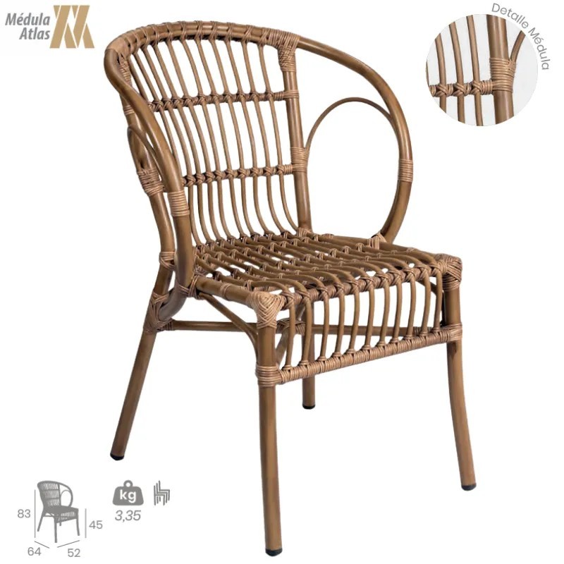 Sillón Maui Médula Exterior | Sillón Aluminio Efecto Bambú