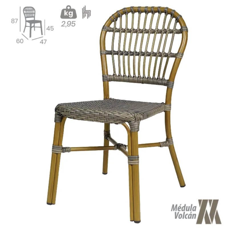 Silla Maldivas Médula Exterior | Silla Aluminio Efecto Bambú