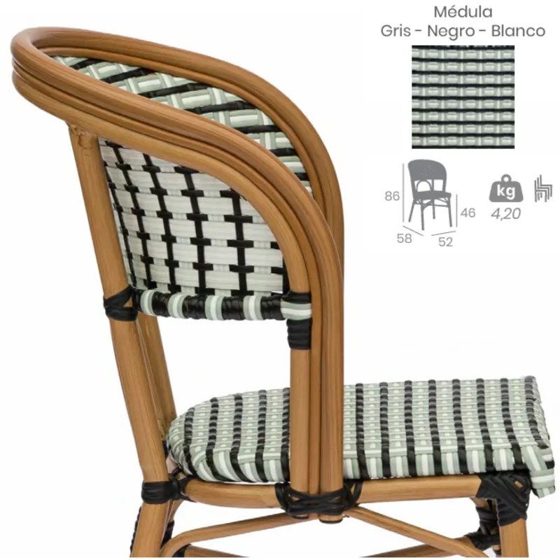 Silla Champagne Médula Exterior | Silla Aluminio Hostelería