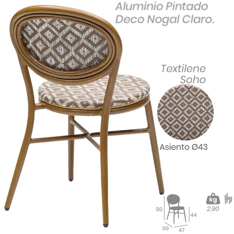 Silla Cracovia Exterior Textilene | Silla Bistro Compacta Hostelería 2