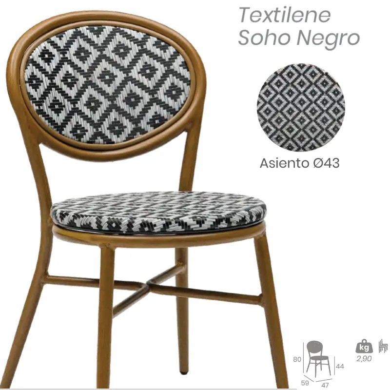 Silla Cracovia Exterior Textilene | Silla Bistro Compacta Hostelería