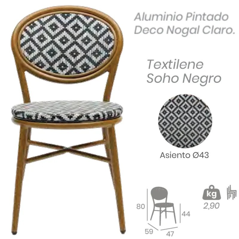 Silla Cracovia Exterior Textilene | Silla Bistro Compacta Hostelería