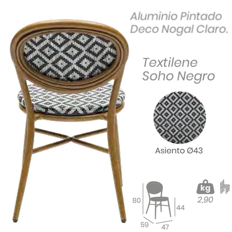 Silla Cracovia Exterior Textilene | Silla Bistro Compacta Hostelería