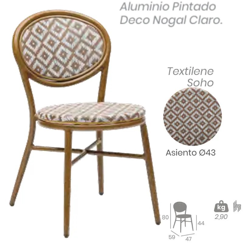 Silla Cracovia Exterior Textilene | Silla Bistro Compacta Hostelería