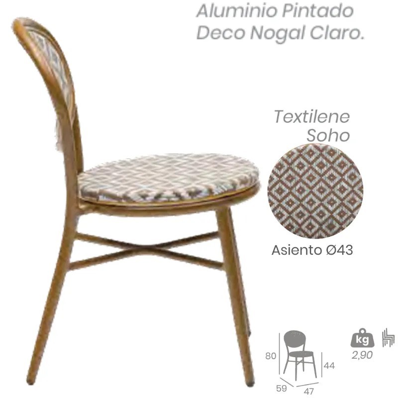 Silla Cracovia Exterior Textilene | Silla Bistro Compacta Hostelería