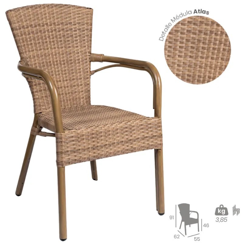 Sillón Jamaica Médula | Sillón Bistro Exterior con Reposabrazos