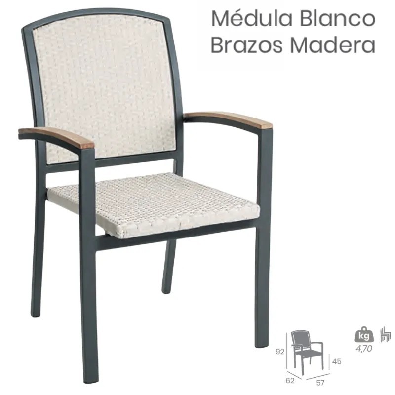 Sillón Málaga Exterior | Sillón con Brazos en Médula Blanca