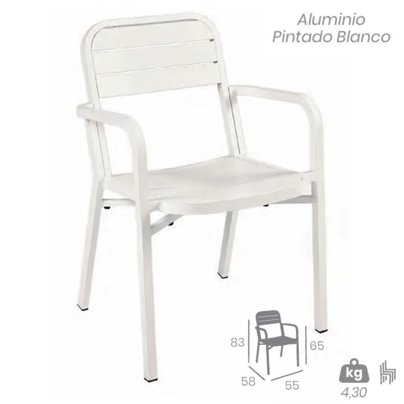Sillón California de Aluminio | Sillón Exterior de Lamas Aluminio