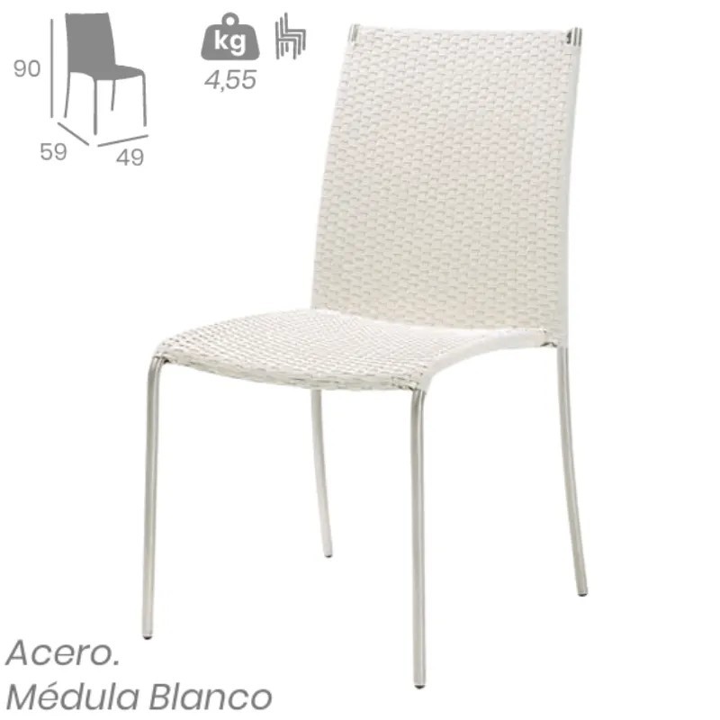 Silla Salzburgo Apilable de Acero y Médula | Exterior