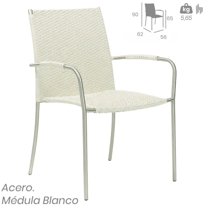 Sillón Salzburgo Apilable con Brazos | Acero y Médula Exterior